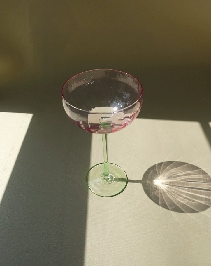 Retro Pastel Coloured Cocktail Glasses Coupe Set of 4